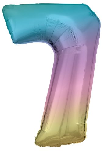 Nummer Pastel Rainbow riesige Zahlenfolie Luftballon 7, 83 cm