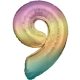Nummer Pastel Rainbow Riesen Zahl Folienballon 9, 83 cm