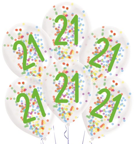 Happy Birthday 21 Droplets Konfettigefüllter Ballon, Luftballon 6 Stück 11 Zoll (27,5 cm)