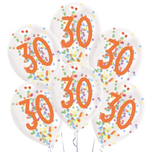 Happy Birthday 30 Droplets Konfettigefüllter Ballon, Luftballon 6 Stück 11 Zoll (27,5 cm)