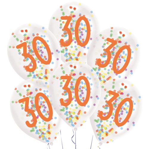 Geburtstag Droplets Happy Birthday Luftballon mit 30 Konfetti gefüllt, 6 Stück, 11 Zoll (27,5 cm)