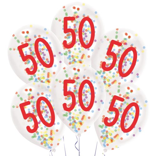 Happy Birthday 50 Droplets Konfettigefüllter Ballon, Luftballon 6 Stück 11 Zoll (27,5 cm)