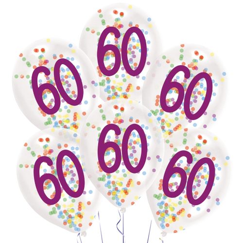 Happy Birthday 60 Droplets Konfettigefüllter Ballon, Luftballon 6 Stück 11 Zoll (27,5 cm)