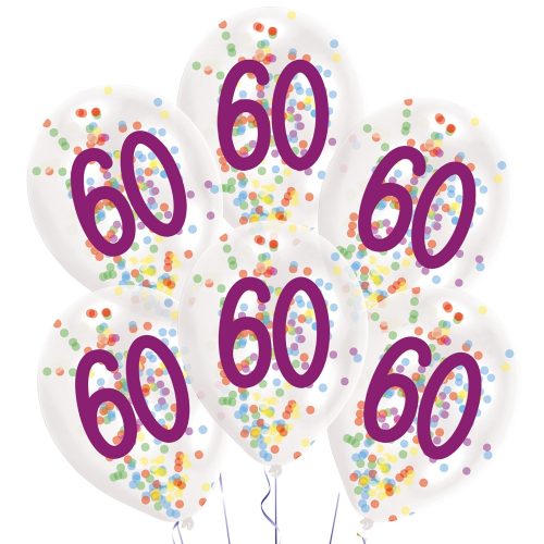 Geburtstag Droplets Happy Birthday 60 konfettigefüllte Ballons, 6er Pack, 11 Zoll (27,5 cm)