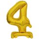 Gold, Gold mini Nummer 4 Folienballon mit Sockel 38 cm