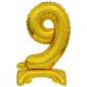 gold, gold mini Nummer 9 Folienballon mit Sockel 38 cm