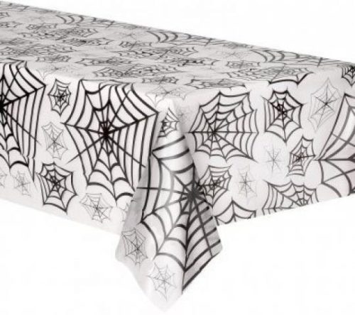 Halloween Spinnennetz durchsichtige Tischdecke aus Kunststoff 274x139 cm