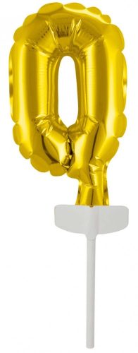 Gold, Gold Nummer 0 Folienballon für Torte 13 cm