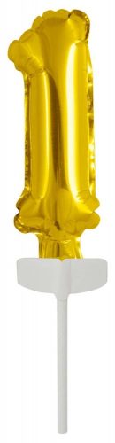 gold, Gold Nummer 1 Folienballon für Torte 13 cm