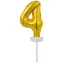 Nummer Gold, Arany Zahl 4 Folienballon für Kuchen 13 cm