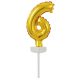 gold, Gold Nummer 6 Folienballon für Torte 13 cm