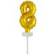 gold, Gold Nummer 8 Folienballon für Torte 13 cm