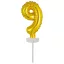 Nummer Gold, Goldene 9 Nummer Folienballon für Torte 13 cm