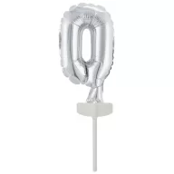   Nummer Silber, Silber 0 Nummer Folienballon für Kuchen 13 cm