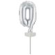Nummer Silber, Silber 0 Nummer Folienballon für Kuchen 13 cm