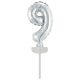 Nummer Silber, Silber Nummer 9 Folienballon für Kuchen 13 cm