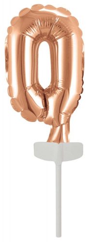 rose gold Nummer 0 Folienballon für Torte 13 cm