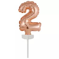 Nummer Rose Gold Nummer 2 Folienballon für Kuchen 13 cm