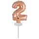 Nummer Rose Gold Nummer 2 Folienballon für Kuchen 13 cm