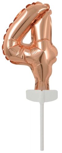 rose gold Nummer 4 Folienballon für Torte 13 cm