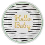 Baby Gold Hello Pappteller 8 Stk. 23 cm