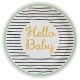 Hello Baby gold Pappteller 8 Stk. 23 cm