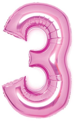 pink, rosa Nummer 3 Folienballon 66 cm