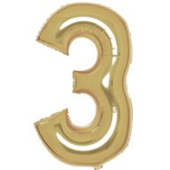 Nummer White Gold Goldene Nummer 3 Folienballon 87 cm