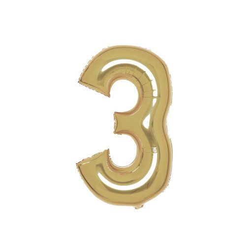 Nummer White Gold Goldene Nummer 3 Folienballon 87 cm