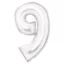 Nummer Lustre White, Weiße Zahl 9 Folienballon 86 cm