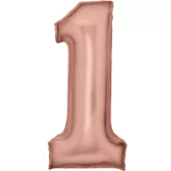 Nummer Silk Lustre Rosa Nummer 1 Folienballon 82 cm
