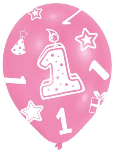 Erster Geburtstag Pink Ballon, 6-er Pack 11 Zoll (27,5 cm)