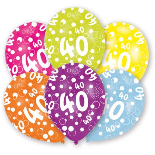 Happy Birthday 40 Colorful Ballon, Luftballon 6 Stück 11 inch (27,5cm)