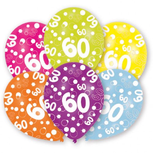 Happy Birthday 60 Colorful Ballon, Luftballon 6 Stück 11 inch (27,5cm)