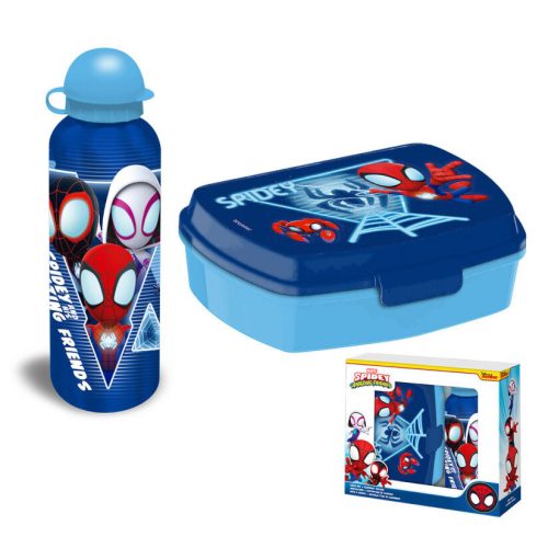 Spiderman Blue Web Sandwichbox + Aluminiumbottle-Set