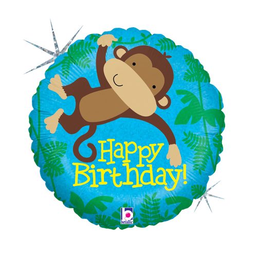 Geburtstag Monkey Buddy Holo Happy Birthday Folienballon 46 cm