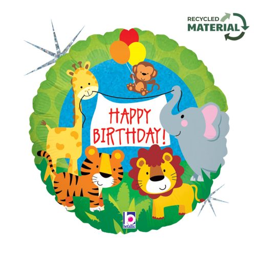 Geburtstag Jungle Animals Holo Happy Birthday Folienballon 46 cm