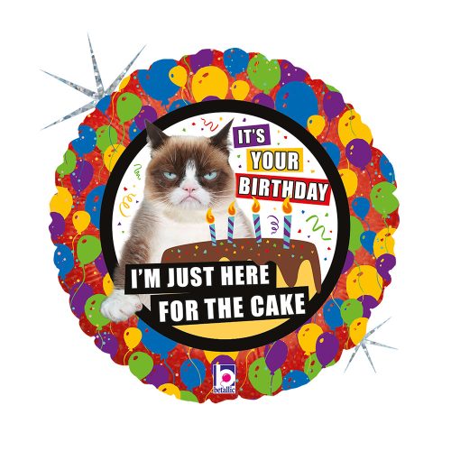 Geburtstag Cake Holo Grumpy Cat Folienballon 46 cm