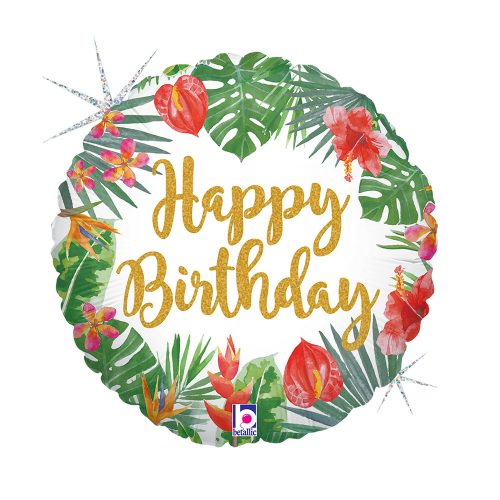 Geburtstag Glitter Tropical Happy Birthday Folienballon 46 cm