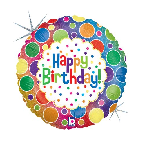 Geburtstag Rainbow Dots Holo Happy Birthday Folienballon 46 cm