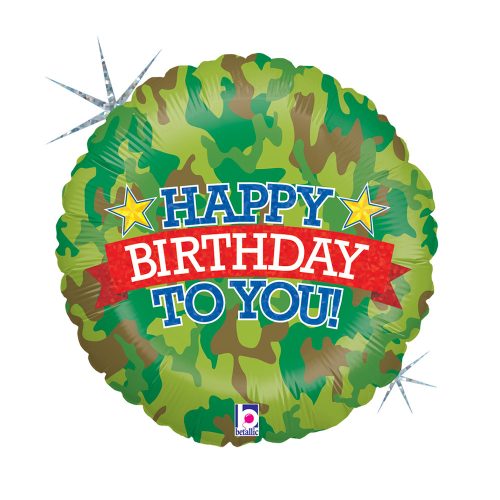 Geburtstag Camouflage Holo Happy Birthday Folienballon 46 cm