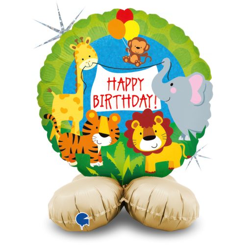 Geburtstag Jungle Happy Birthday Folienballon mit Sockel 41 cm