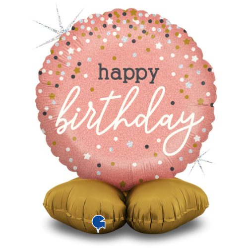 Geburtstag Rose Gold Happy Birthday Folienballon mit Sockel 41 cm