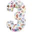 Bluey Friends Zahl 3 Folienballon 66 cm