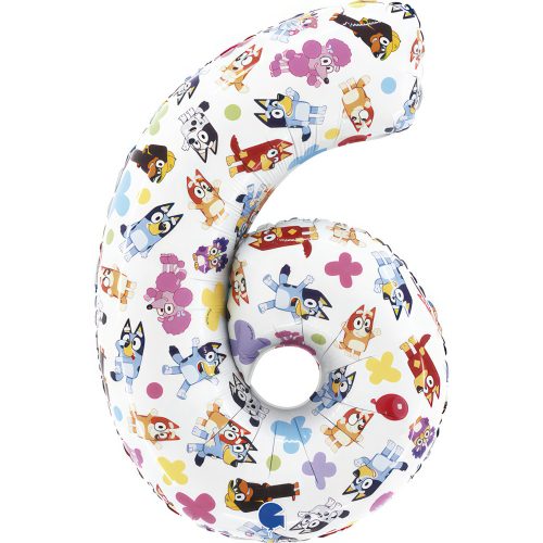 Bluey Friends Zahl 6 Folienballon 66 cm