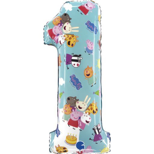 Peppa Wutz Blue Zahl 1 Folienballon 66 cm