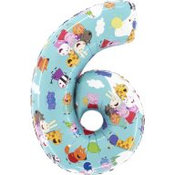 Peppa Wutz Blue Zahl 6 Folienballon 66 cm