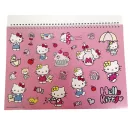 Hello Kitty World A/4 Spiral-Skizzenheft mit 40 Seiten und Aufklebern