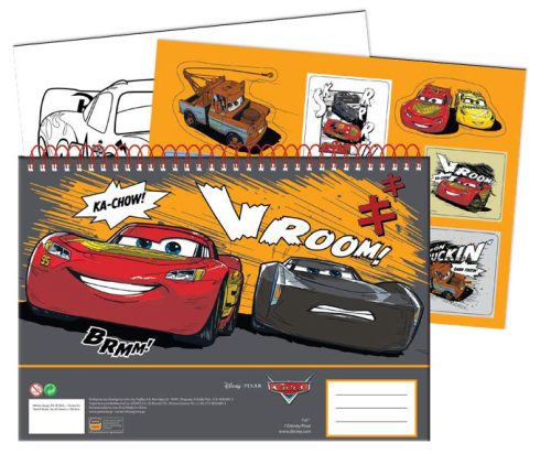 Disney Cars Vroom A/4 Spiralskizzenbuch mit 40 Seiten und Aufklebern