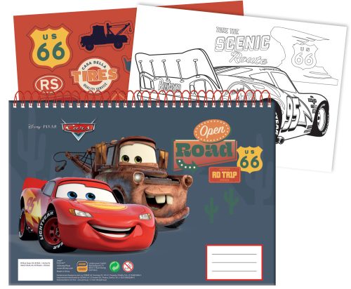 Disney Cars Road A/4 Spiral-Skizzenbuch 40 Blätter mit Aufkleber